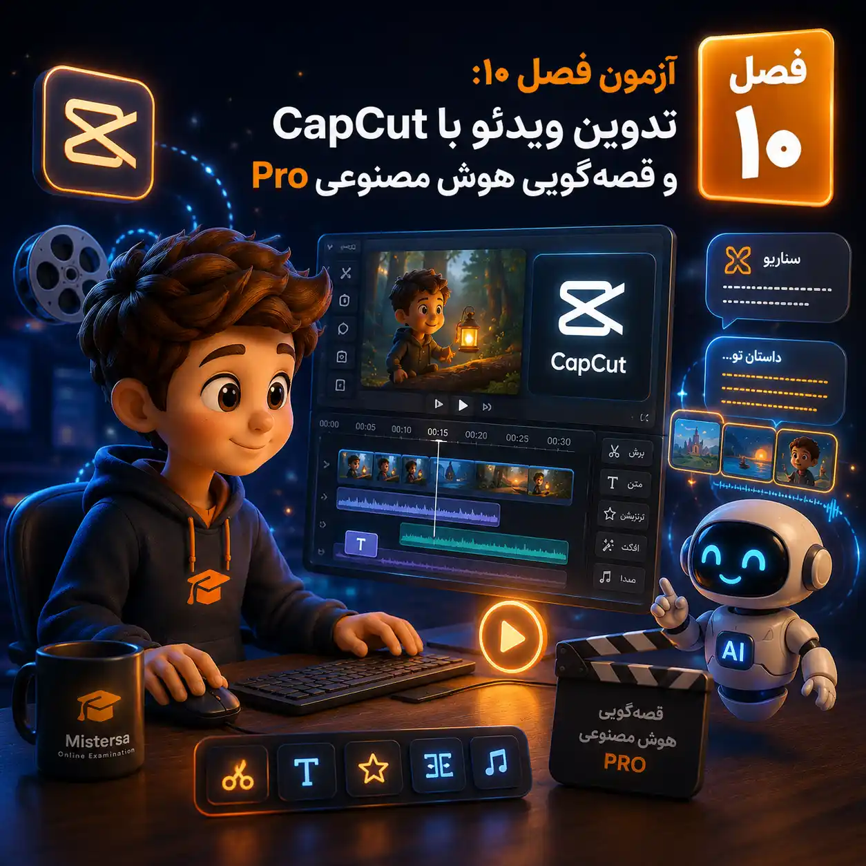 آزمون فصل ۱۰: تدوین ویدئو با CapCut Pro و هوش مصنوعی