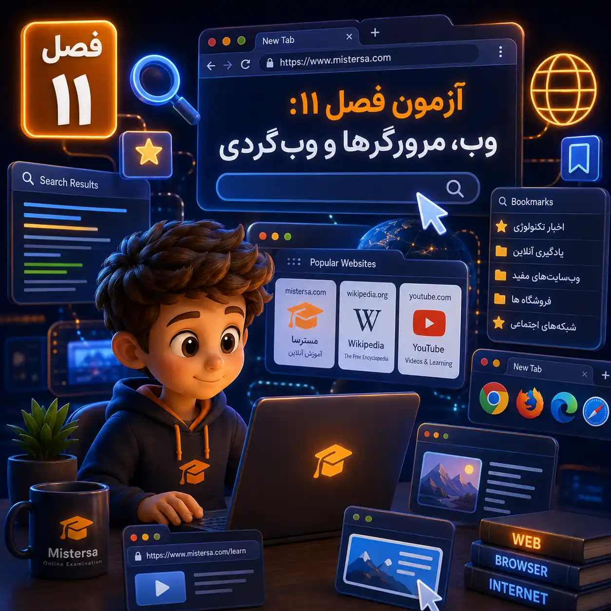 آزمون فصل ۱۱: وب، مرورگرها و وب‌گردی ایمن