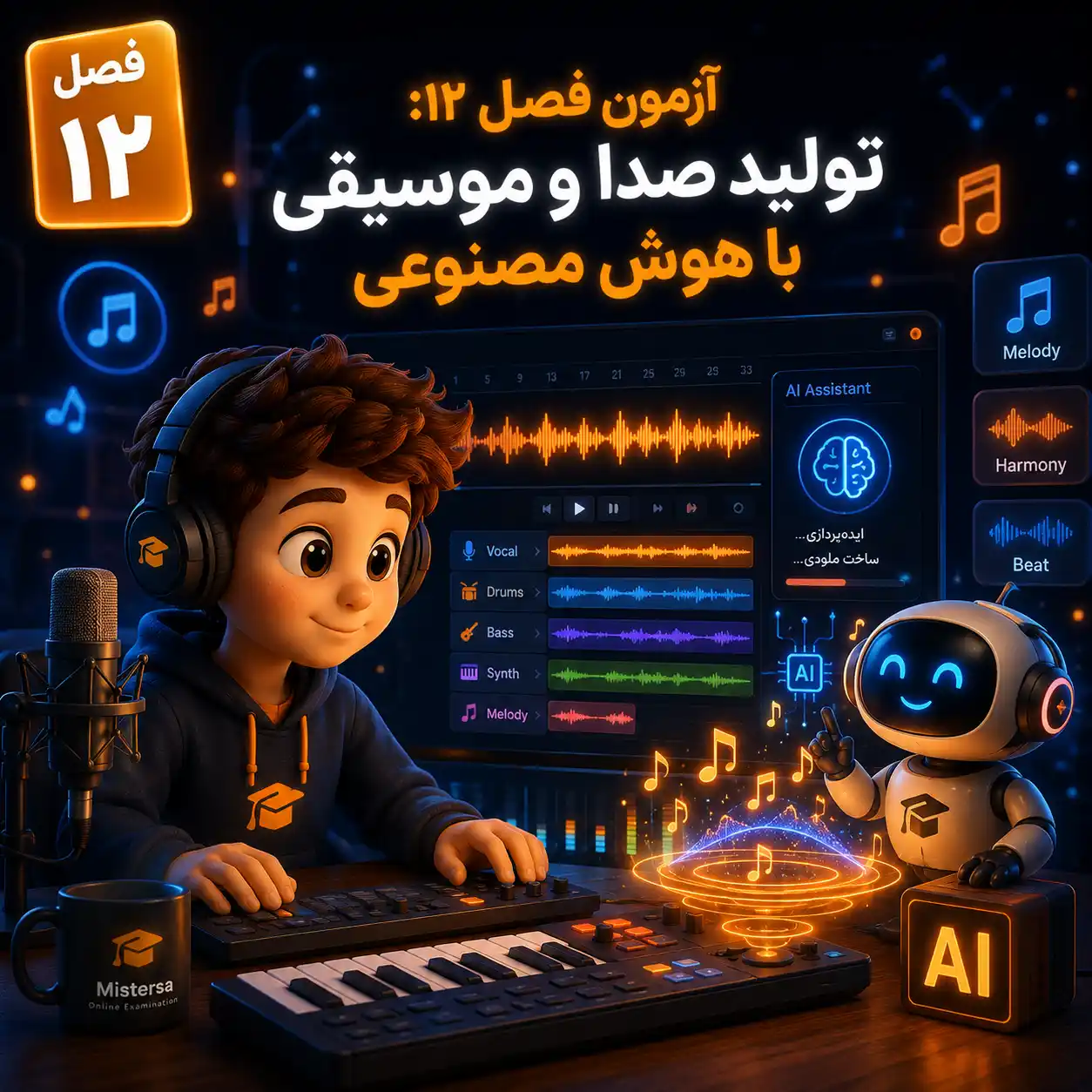 آزمون فصل ۱۲ | تولید صدا و موسیقی با هوش مصنوعی