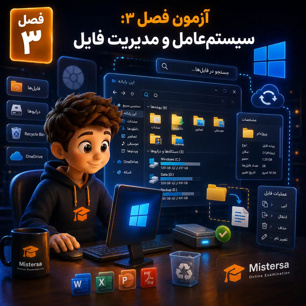 آزمون فصل ۳: سیستم‌عامل و مدیریت فایل