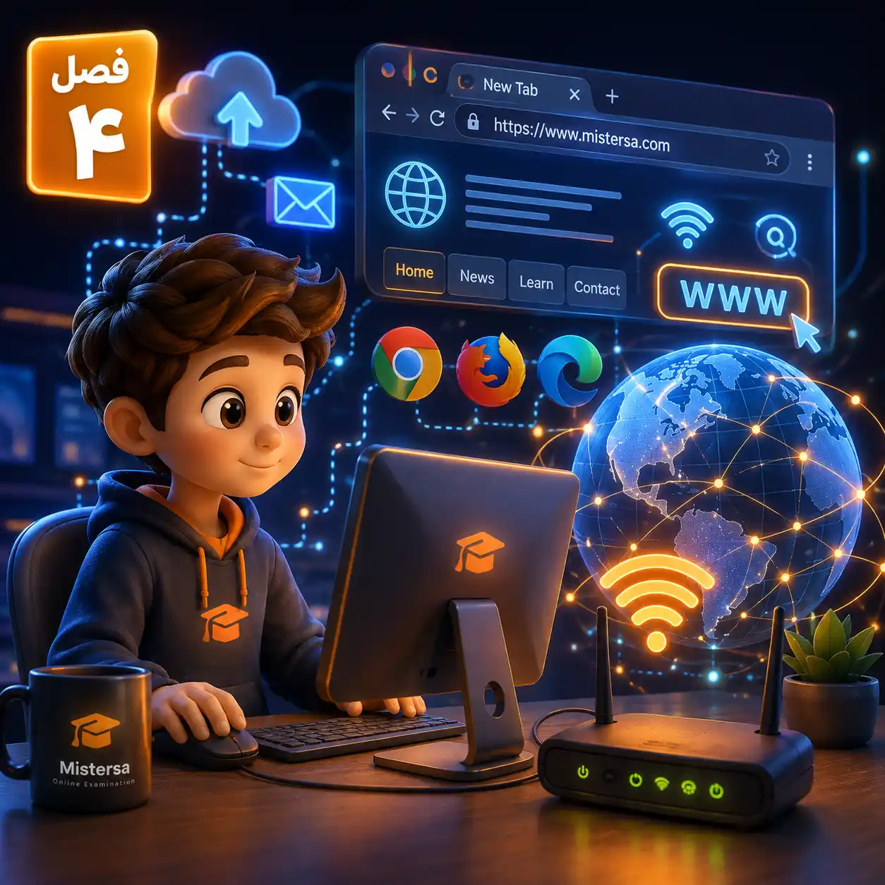 آزمون فصل ۴: شبکه، مرورگر و اینترنت