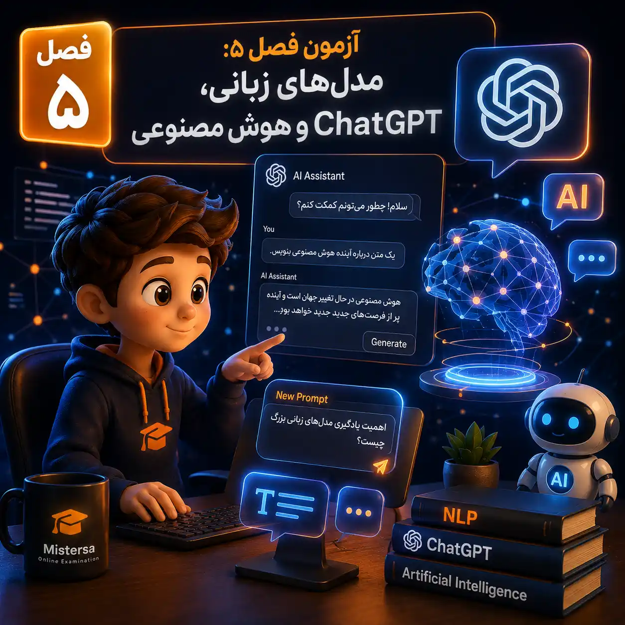 آزمون فصل ۵: مدل‌های زبانی، ChatGPT و تولید محتوای هوشمند