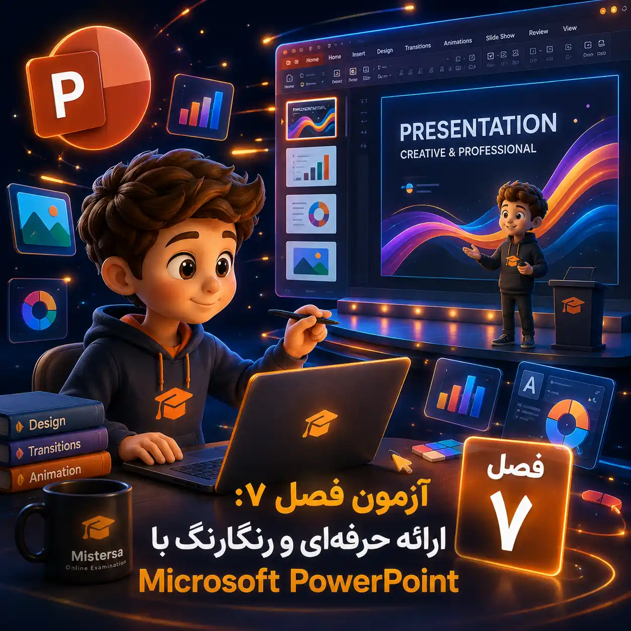 آزمون فصل ۷: ارائه حرفه‌ای و گرافیک با Microsoft PowerPoint
