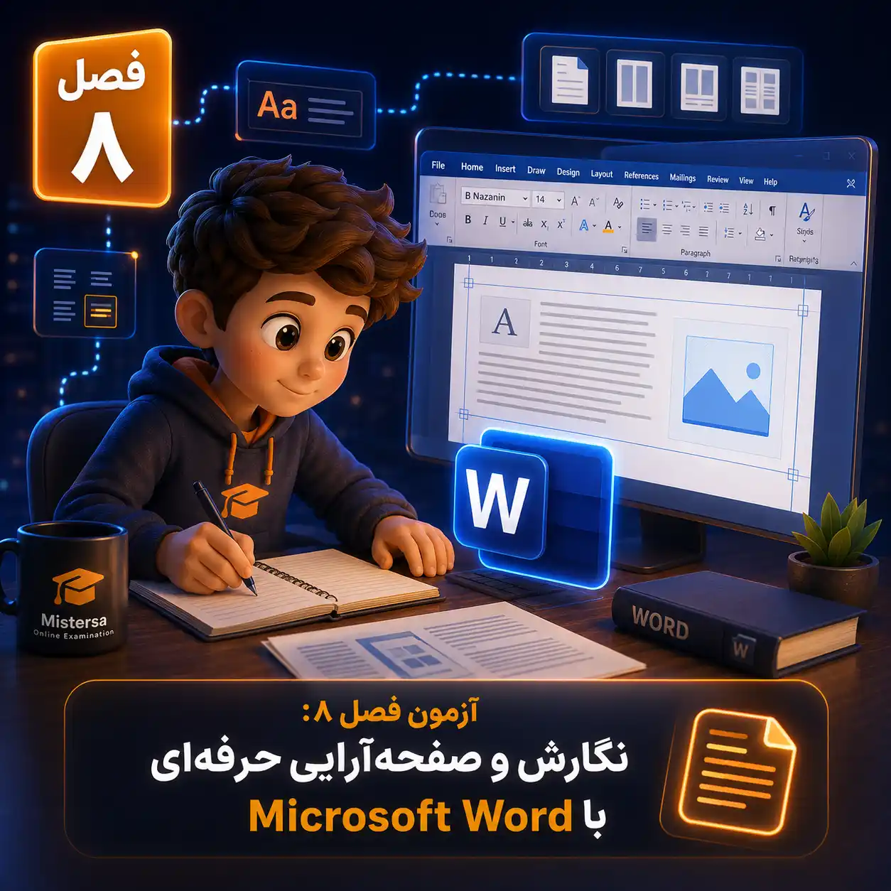 آزمون فصل ۸: نگارش و صفحه‌آرایی حرفه‌ای با Microsoft Word