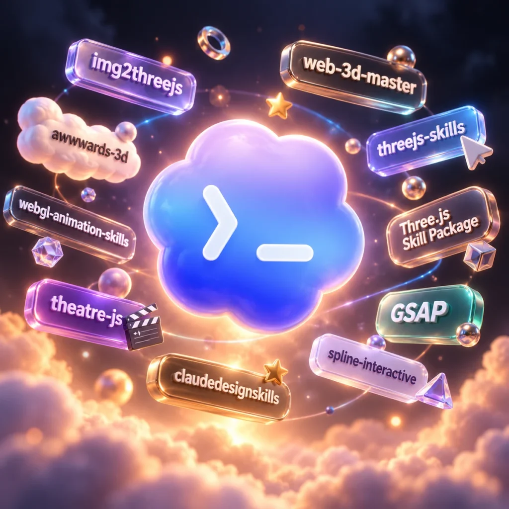 لوگوی سه‌بعدی Codex با اسکیل‌های Three.js و GSAP دور آن
