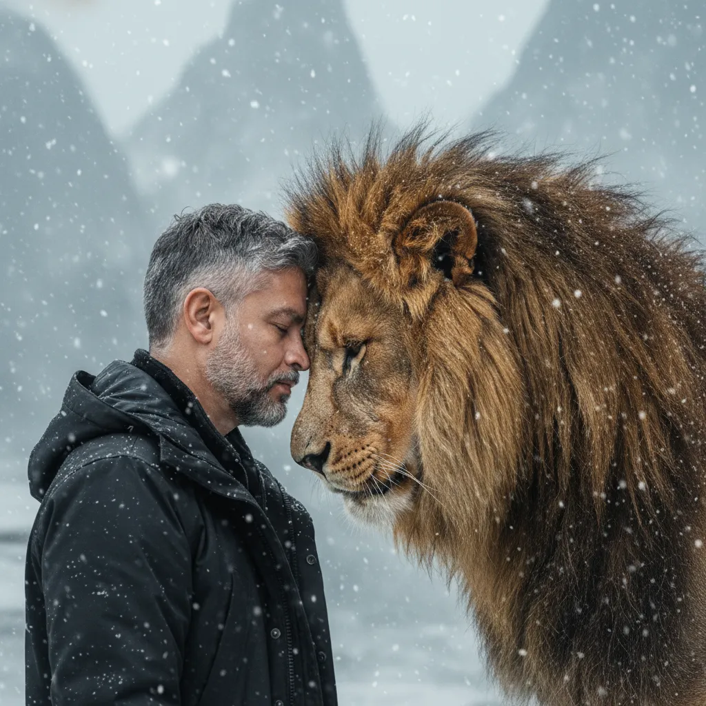 پیوند معنوی مرد و شیر