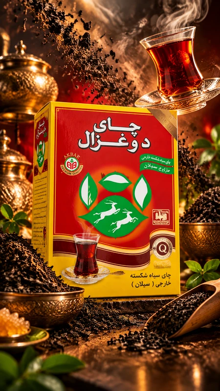 چای دو غزال بخار قرمز بیلبوردی