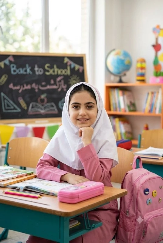 کودک مدرسه با کلاه